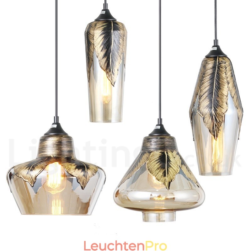 Europäische Retro Glas Pendelleuchte Lounge Pendelleuchte
