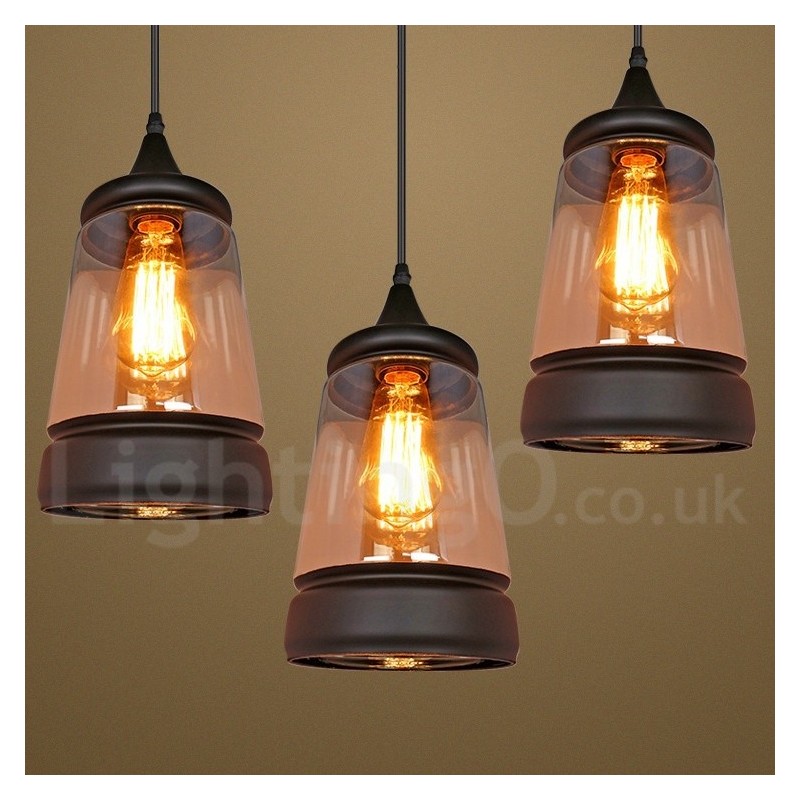 Europäische Retro Lounge Glas Pendelleuchte