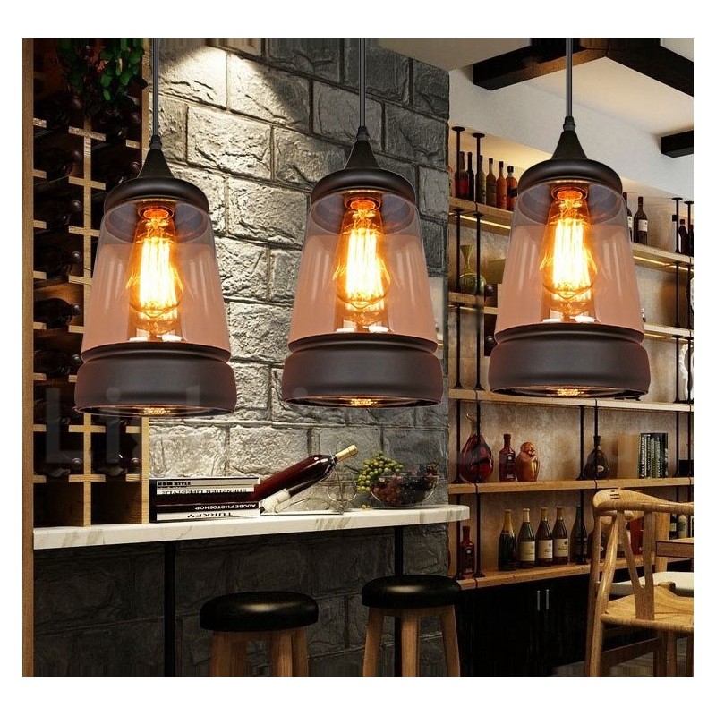 Europäische Retro Lounge Glas Pendelleuchte