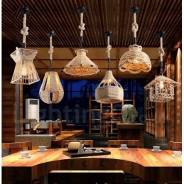 1 Licht Rustikale Lodge Pendelleuchte Cafe Hanfseil Pendelleuchte