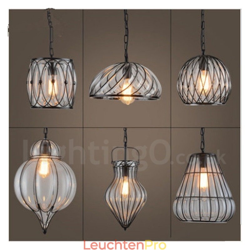 1 Licht Vintage Cafe Glas Pendelleuchte Loft Pendelleuchte
