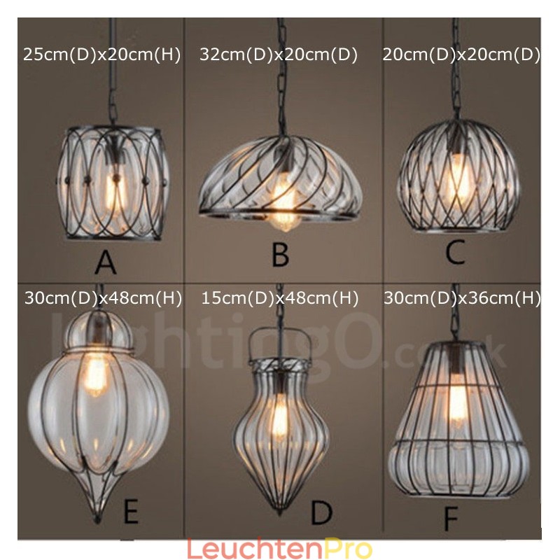1 Licht Vintage Cafe Glas Pendelleuchte Loft Pendelleuchte