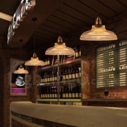 1-flammige Vintage-Pendelleuchte aus Glas