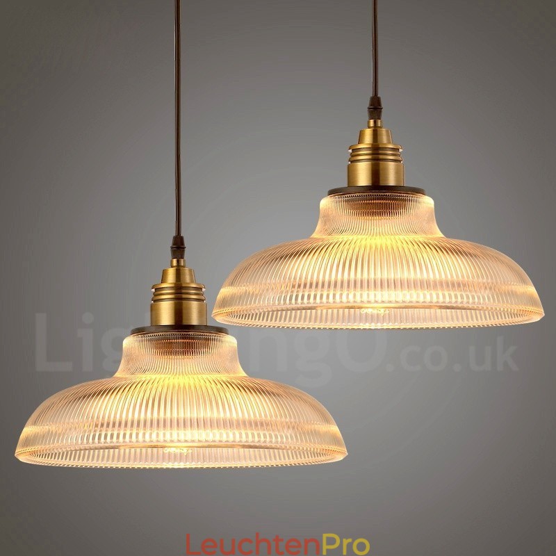 1-flammige Vintage-Pendelleuchte aus Glas