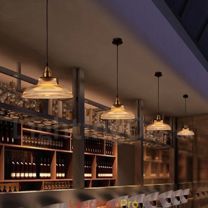 1-flammige Vintage-Pendelleuchte aus Glas