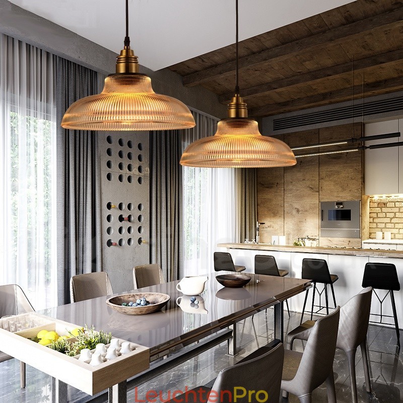 1-flammige Vintage-Pendelleuchte aus Glas