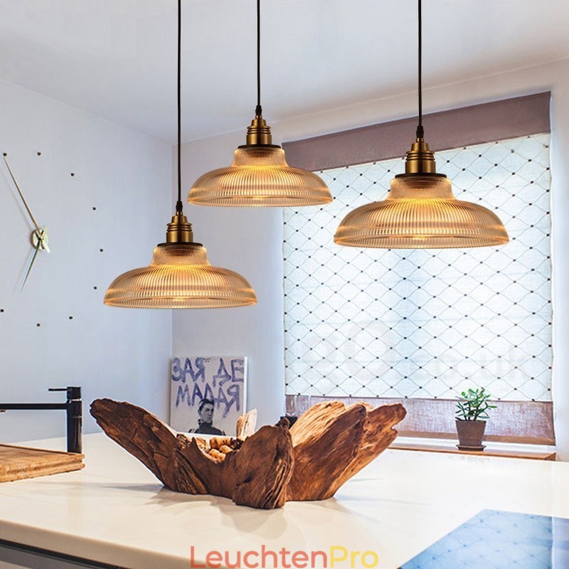 1-flammige Vintage-Pendelleuchte aus Glas