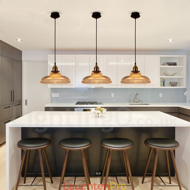 1-flammige Vintage-Pendelleuchte aus Glas