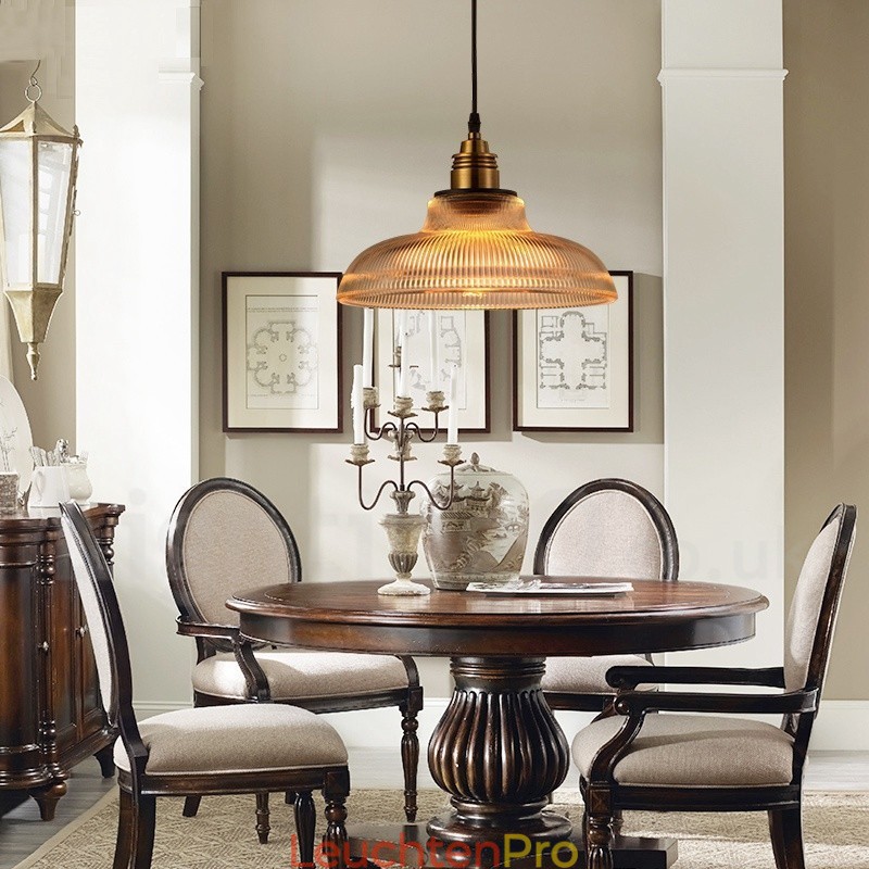 1-flammige Vintage-Pendelleuchte aus Glas