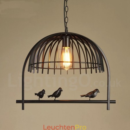1-flammige Hängeleuchte im Retro-Vogelkäfig-Stil im rustikalen Lodge-Stil mit Stahlschirm 1-flammige Hängeleuchte im Retro-Vogelkäfig-Stil im rustikalen Lodge-Stil mit Stahlschirm