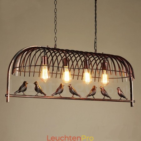 Rustikale Lodge Retro-Vogelkäfig-Pendelleuchte mit 4 Lichtern und Stahlschirm Rustikale Lodge Retro-Vogelkäfig-Pendelleuchte mit 4 Lichtern und Stahlschirm