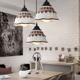 1-flammige, moderne Pendelleuchte mit Keramikschirm