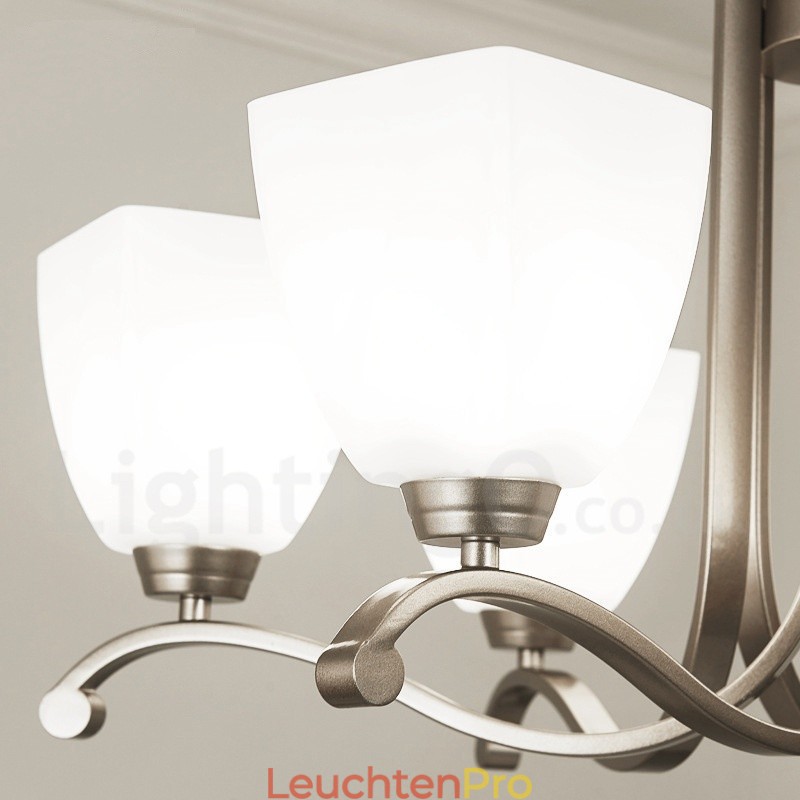 Moderner Kronleuchter mit 6 Lichtern und Glasschirm