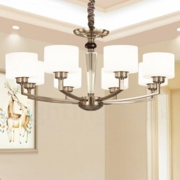 Moderner Kronleuchter mit 6 Lichtern und Glasschirm