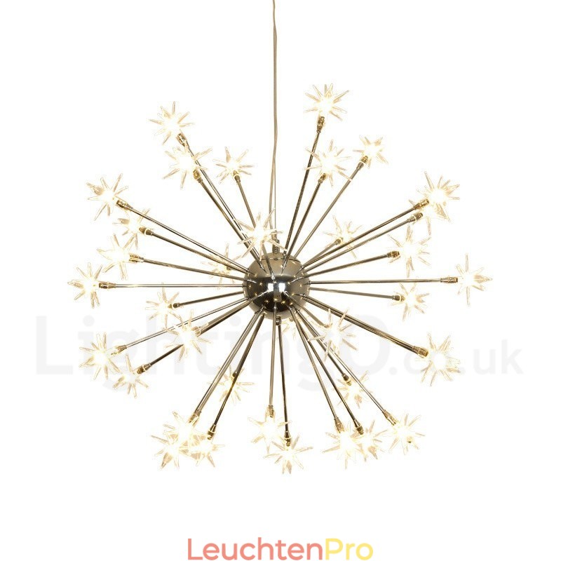 Moderne Pendelleuchte aus Stahl mit 32 Lichtern und Glasschirm