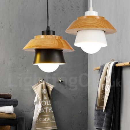 1-flammige, moderne Pendelleuchte aus Holz mit Schirm aus Aluminiumlegierung 1-flammige, moderne Pendelleuchte aus Holz mit Schirm aus Aluminiumlegierung