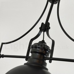 3-flammige Hängeleuchte im Retro-Stil aus rustikalem Stahl mit Stahlschirm