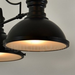 3-flammige Hängeleuchte im Retro-Stil aus rustikalem Stahl mit Stahlschirm