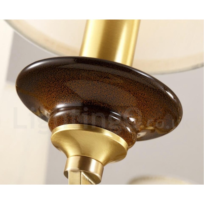 8-flammige Retro-Pendelleuchte aus rustikalem Messing mit Glasschirm