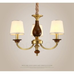3-flammige Retro-Pendelleuchte aus rustikalem Messing mit Glasschirm
