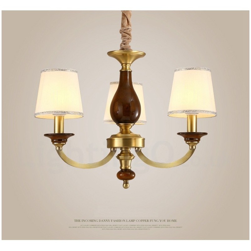 3-flammige Retro-Pendelleuchte aus rustikalem Messing mit Glasschirm