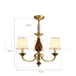 3-flammige Retro-Pendelleuchte aus rustikalem Messing mit Glasschirm