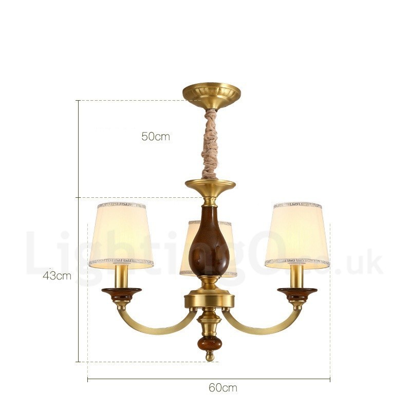 3-flammige Retro-Pendelleuchte aus rustikalem Messing mit Glasschirm