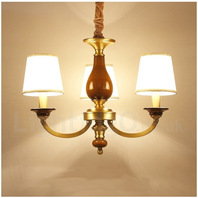 3-flammige Retro-Pendelleuchte aus rustikalem Messing mit Glasschirm