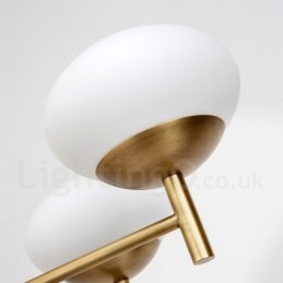9-flammige Retro-Pendelleuchte aus rustikalem Messing mit Glasschirm