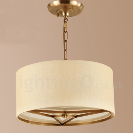 4-flammige Trommel-Pendelleuchte im Retro-Stil, rustikal, luxuriös, Messing, Kronleuchter mit Stoffschirm 4-flammige Trommel-Pendelleuchte im Retro-Stil, rustikal, luxuriös, Messing, Kronleuchter mit Stoffschirm