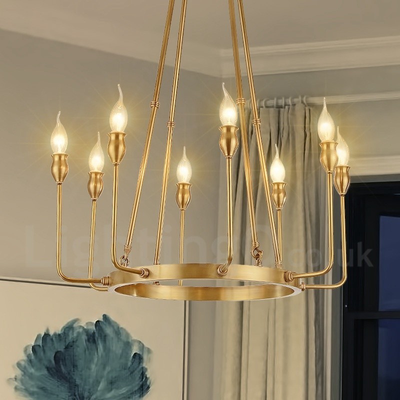6 Licht 8 Licht Retro Rustikal Luxus Messing Pendelleuchte Kronleuchter