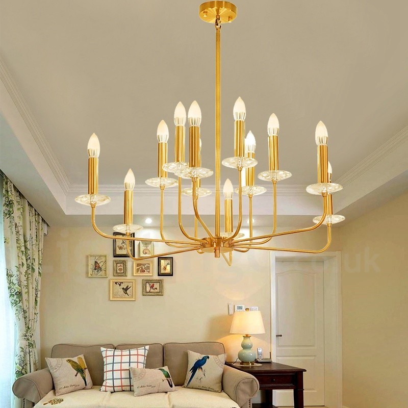 12 Licht Retro Rustikal Luxus Messing Pendelleuchte Kronleuchter