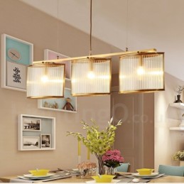 3-flammige Retro-Pendelleuchte aus rustikalem Messing mit Glasschirm