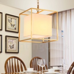 1 Licht Retro Rustikal Luxus Messing Pendelleuchte Kronleuchter mit Stoffschirm