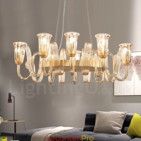 8-flammiger Retro-Pendelleuchter aus rustikaler Luxus-Aluminiumlegierung mit Glasschirm 8-flammiger Retro-Pendelleuchter aus rustikaler Luxus-Aluminiumlegierung mit Glasschirm