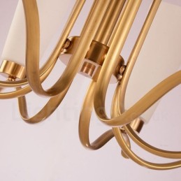 8-flammige Retro-Pendelleuchte aus rustikalem Messing mit Glasschirm