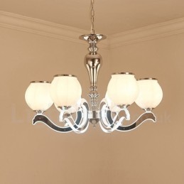 6-flammige, moderne, luxuriöse Pendelleuchte mit Glasschirm