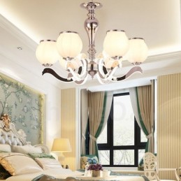 6-flammige, moderne, luxuriöse Pendelleuchte mit Glasschirm
