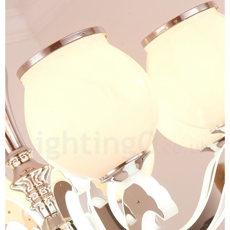 6-flammige, moderne, luxuriöse Pendelleuchte mit Glasschirm