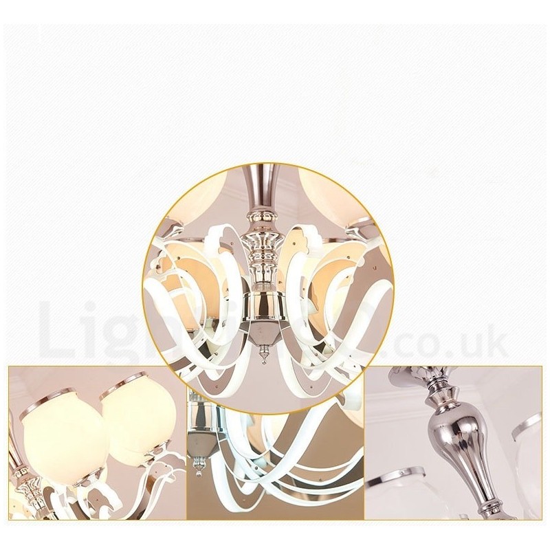 6-flammige, moderne, luxuriöse Pendelleuchte mit Glasschirm