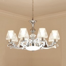 Retro Rustikaler Luxus Kristall Pendelleuchte Kronleuchter mit Glasschirm