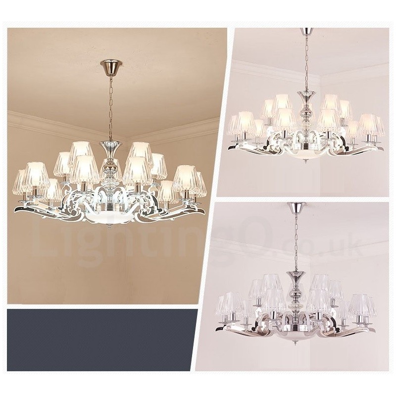 Retro Rustikaler Luxus Kristall Pendelleuchte Kronleuchter mit Glasschirm