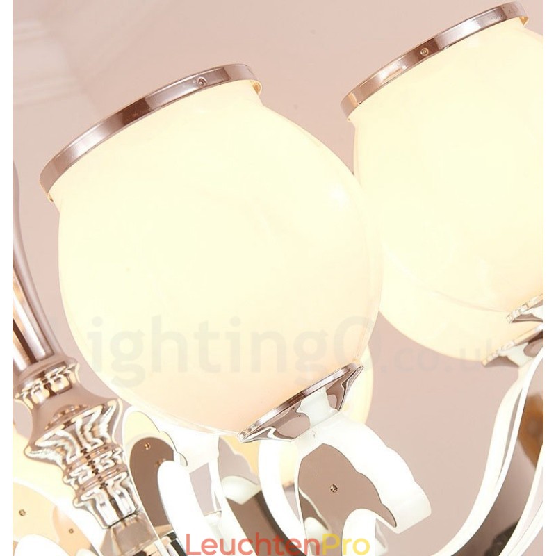 8-flammige, moderne, luxuriöse Pendelleuchte mit Glasschirm