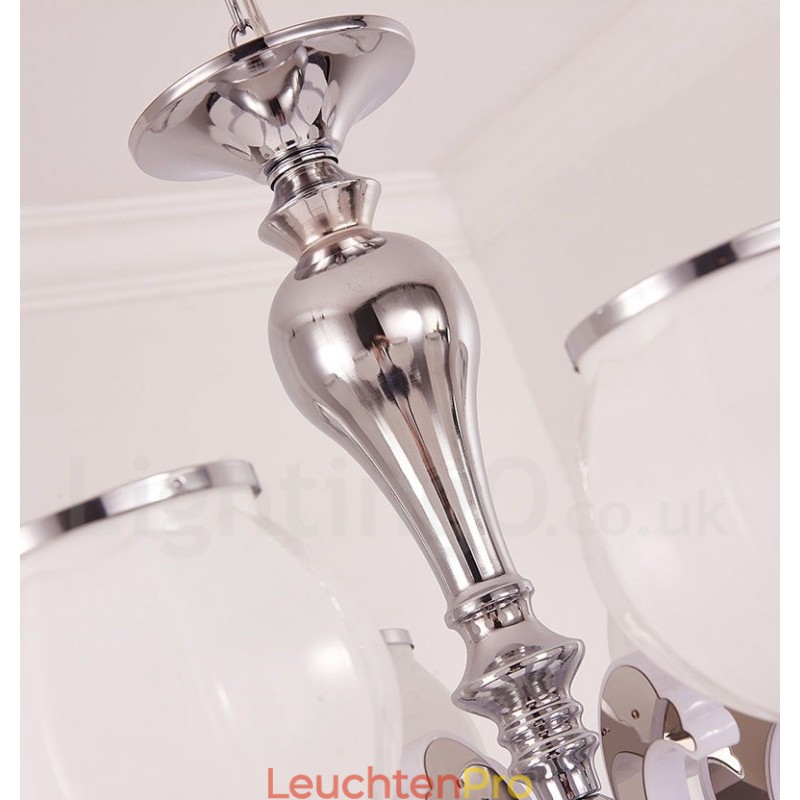 8-flammige, moderne, luxuriöse Pendelleuchte mit Glasschirm