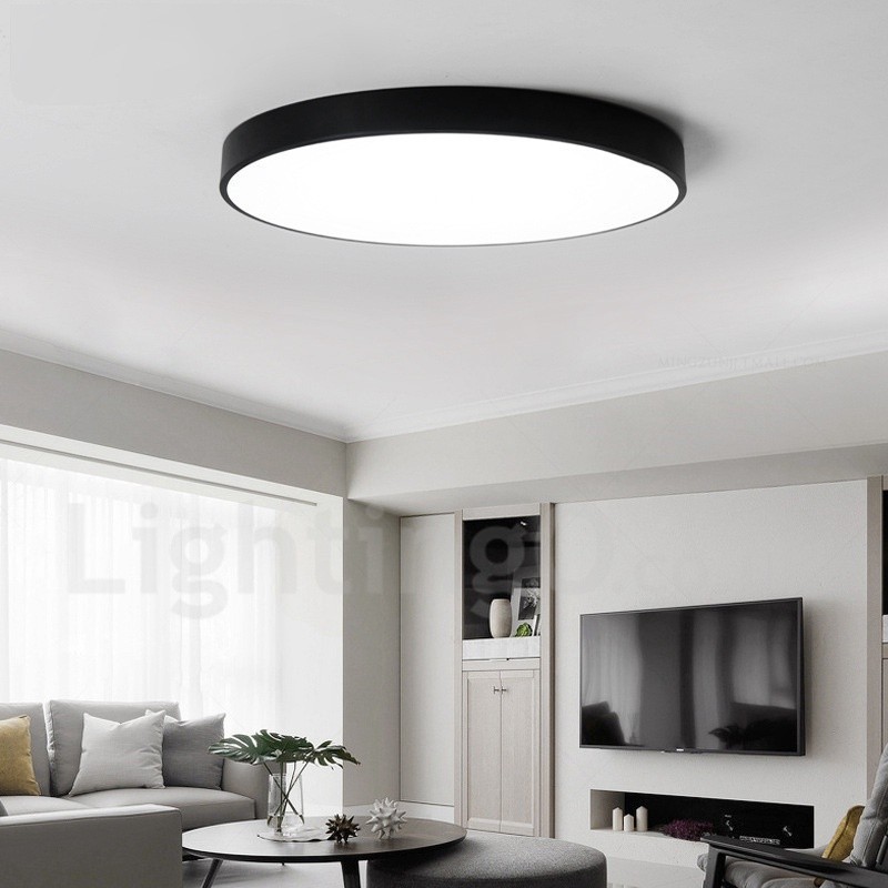 Ultradünne, dimmbare, moderne Deckenleuchten im zeitgenössischen nordischen Stil mit Acrylschirm und Fernbedienung, können auch als Wandleuchte verwendet werden.