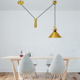 Moderne zeitgenössische Pendelleuchte aus reinem Kupfer im nordischen Stil mit Auf- und Abstiegsfunktion, Messing-Deckenleuchte