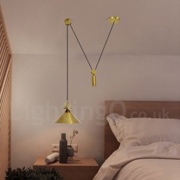 Moderne zeitgenössische Pendelleuchte aus reinem Kupfer im nordischen Stil mit Auf- und Abstiegsfunktion, Messing-Deckenleuchte