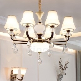 Moderne zeitgenössische Retro Luxus Kristall Pendelleuchte Kronleuchter mit Glasschirm