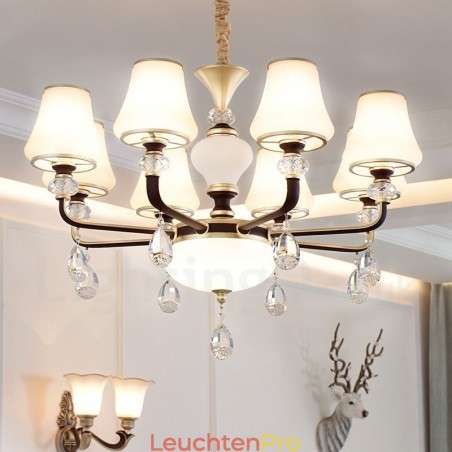 Moderne zeitgenössische Retro Luxus Kristall Pendelleuchte Kronleuchter mit Glasschirm Moderne zeitgenössische Retro Luxus Kristall Pendelleuchte Kronleuchter mit Glasschirm