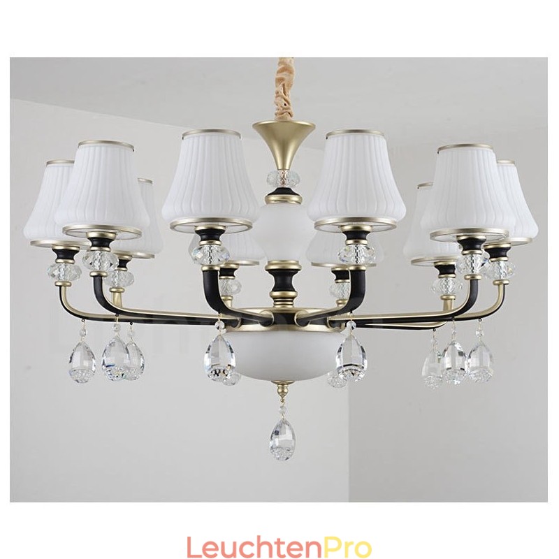 Moderne zeitgenössische Retro Luxus Kristall Pendelleuchte Kronleuchter mit Glasschirm